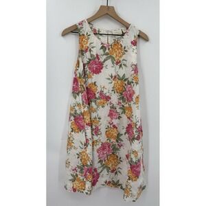 Cynthia Rowley Dress Women Medium Large Pink Orange Floral Linen Read